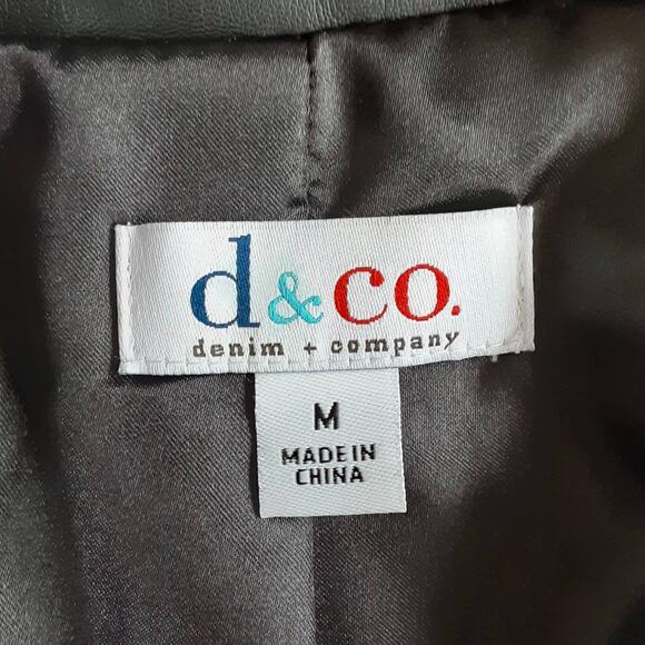 Denim & Co Womens M Black Leather Jacket Zip Front Slim Biker Jacket Mob Wife - Picture 5 of 10